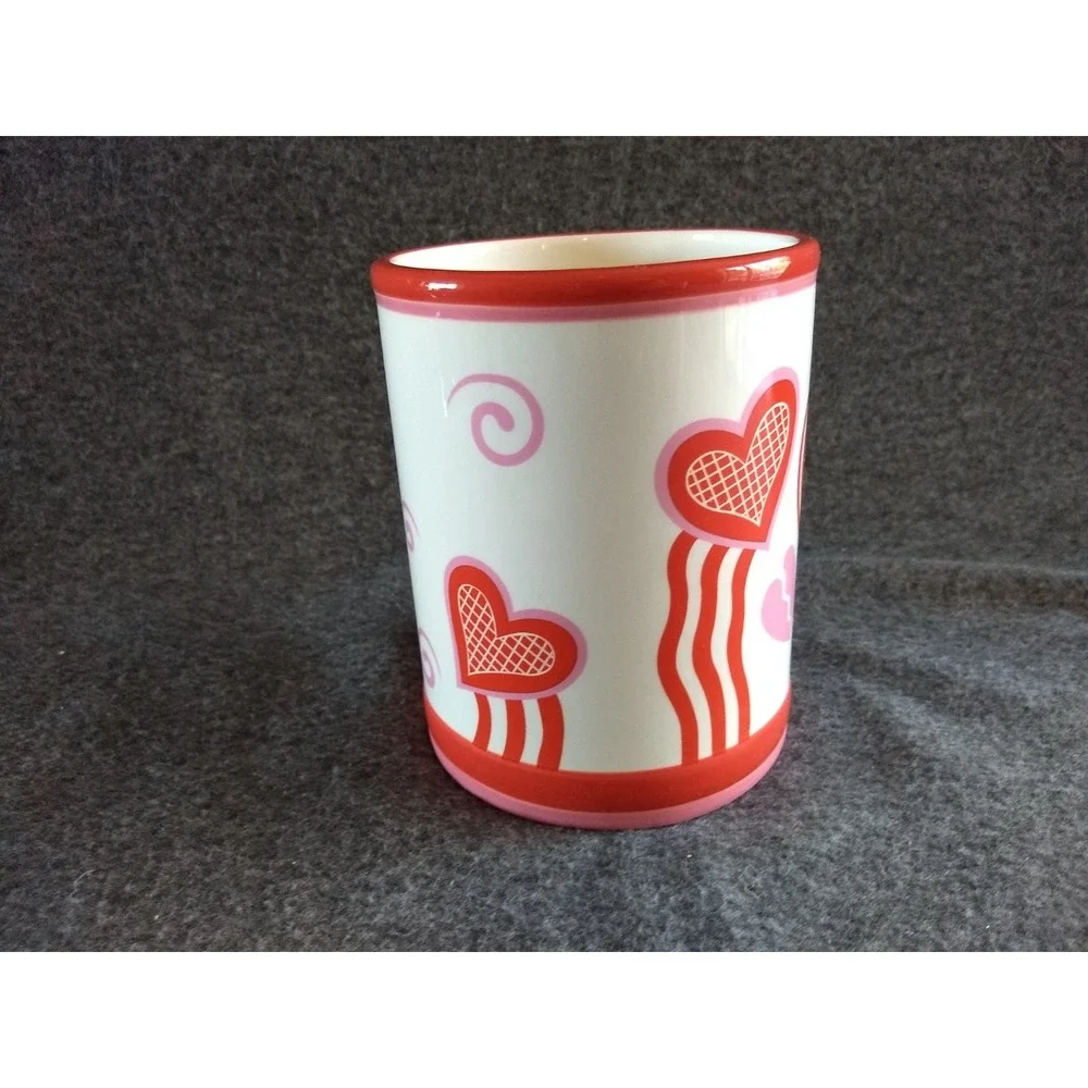 Yankee Candle Ceramic Jar Holder Keeper Valentine's Heart‎ Love White Red Pink